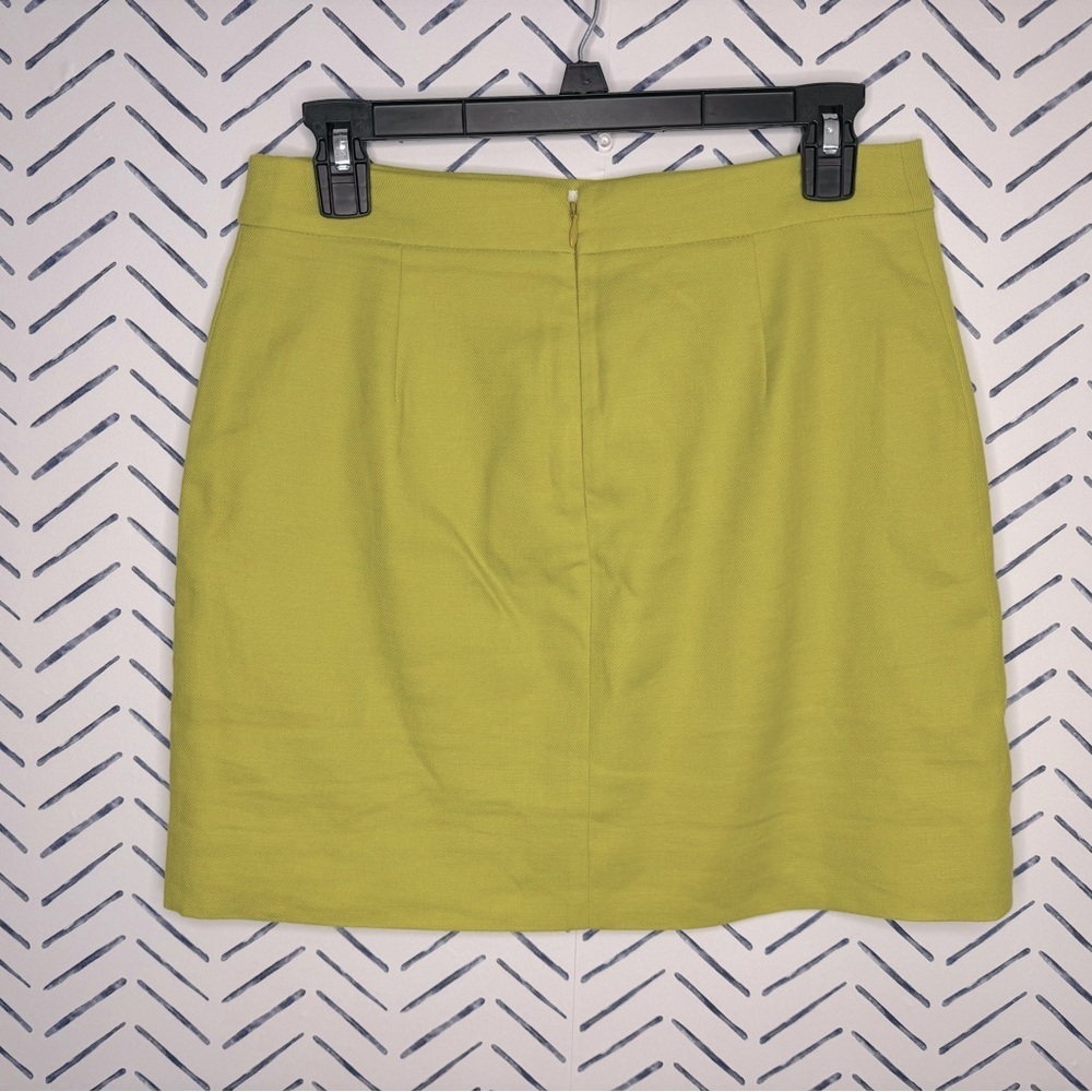 J.Crew Linen Blend Mini Skirt Pockets yellow citron Size 4 - Picture 2 of 5